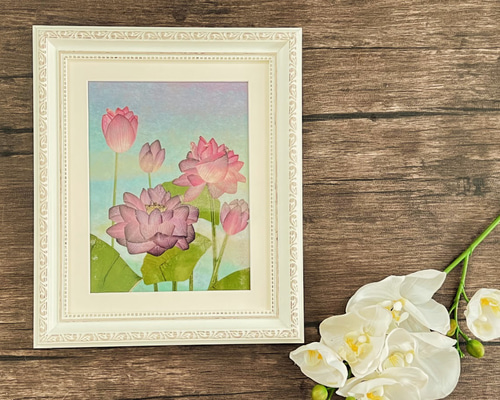 凛と心に響く 蓮の押し花アート額 その他アート 神戸六甲 優花 通販