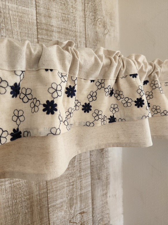 花柄刺繍 キナリ×レース カフェカーテン カーテン sakurakocian