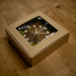 秋色の置き時計・掛け時計　オークとドライフラワーの小さな時計　デスクの上にもどうぞ 10枚目の画像