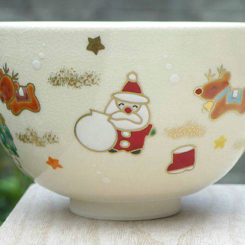 Ｎ４９５　茶碗　『京焼』『前田宝泉造』『御題　聖夜』　共箱　茶道具　クリスマス N495 茶碗 『京焼』『前田宝泉造』『御題 聖夜』 共箱 茶道具