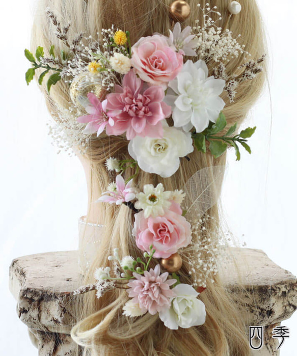 ラプンツェル メラニー3色 DEF ドライフラワー 造花 ヘッドドレス ウエディング ディズニー プリンセス K_439 10枚目の画像