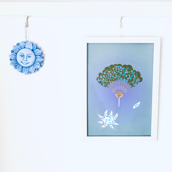 「旅人の木と青い種」インテリア絵画ポスター　(絵画プリント＋額装付き) 1枚目の画像