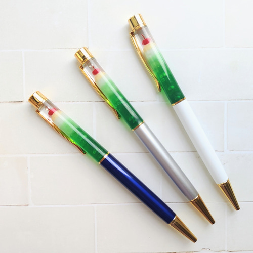 アイスが溶け始めた* クリームソーダ ボールペン 【メロンソーダ