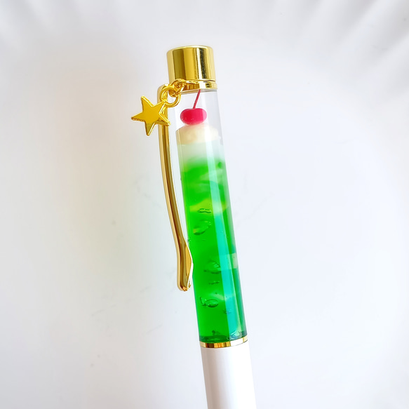 *アイスが溶け始めた* クリームソーダ ボールペン  【メロンソーダ】 6枚目の画像