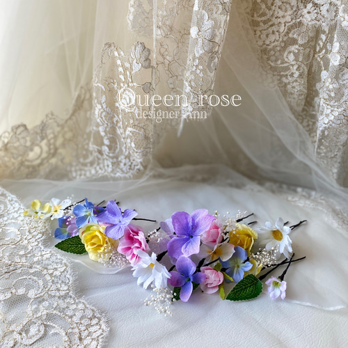 送料無料】Queen rose お花いっぱいヘッドドレス ヘッドドレス