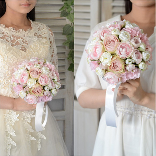 ウェデブーケ 完成品 ウェディング ブーケ 薔薇のブーケ 造花