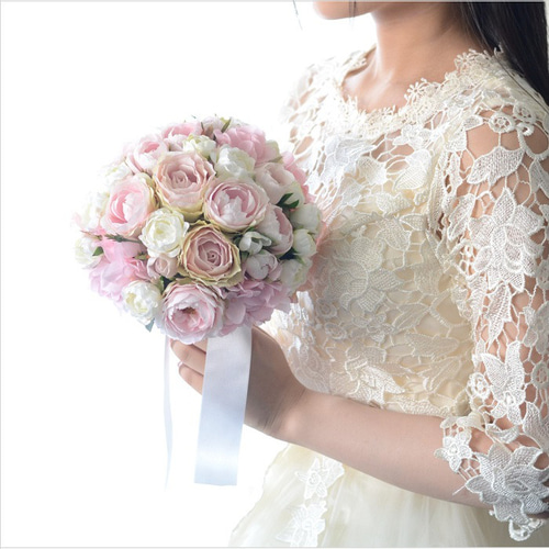 ウェデブーケ 完成品 ウェディング ブーケ 薔薇のブーケ 造花