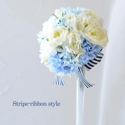 ウェディングブーケ 完成品 ブーケ キット 造花 ラウンドブーケ キット ブルー 青  結婚式　人気　サムシングブルー 7枚目の画像