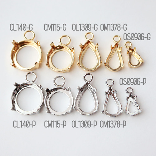 金アレ対応 真鍮製 14KGP カボション 石座 空枠 3個 チャーム Trois