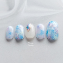 No.111 ジェルネイル ネイルチップ ニュアンスネイル ブルー