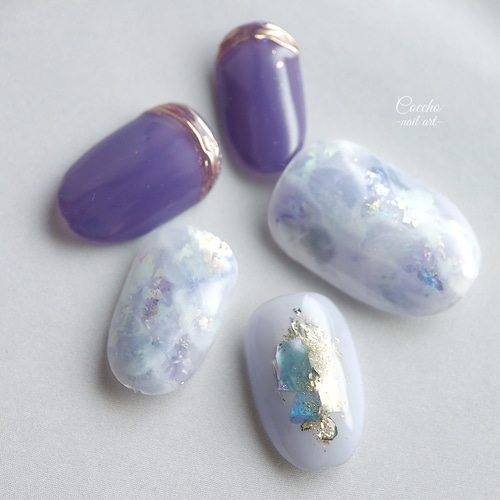 No.112 ジェルネイル ネイルチップ ニュアンスネイル パープル 紫