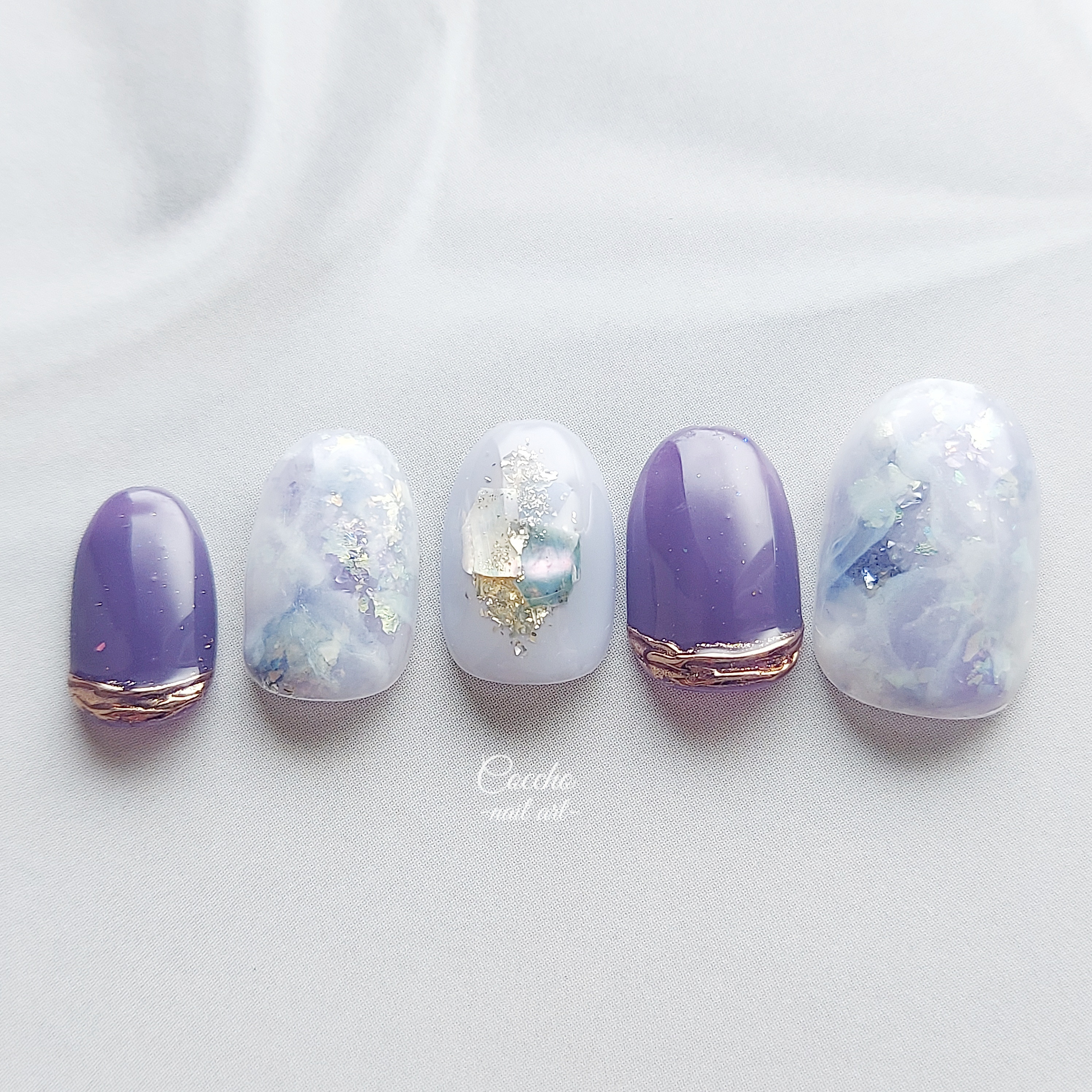 No.329 ネイルチップ ジェルネイル 葡萄 パープル ニュアンス