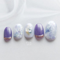 No.329 ネイルチップ　ジェルネイル　葡萄　パープル　ニュアンス　キラキラ No.329 ネイルチップ ジェルネイル 葡萄 パープル ニュアンス