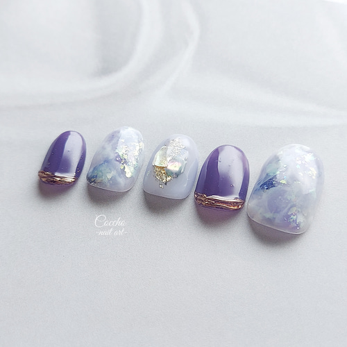 パープル ニュアンス ネイルチップ くすみパープルのニュアンスネイル - ネイルチップ専門店ミチネイル