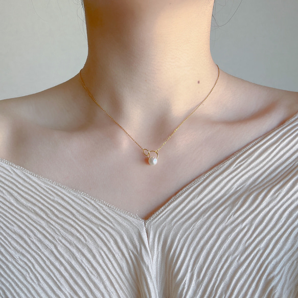 【特集掲載】AAAランク淡水パール サークルネックレス(金属アレルギー対応) 1枚目の画像