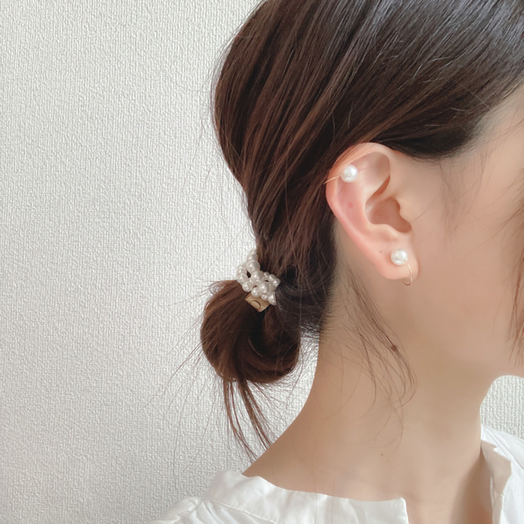 EARRING＆EAR CUFF:「Double」dense pearl 8枚目の画像