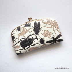 完売・再販なし】本革がま口 ムシメセン文庫革「日本の昆虫シリーズ  