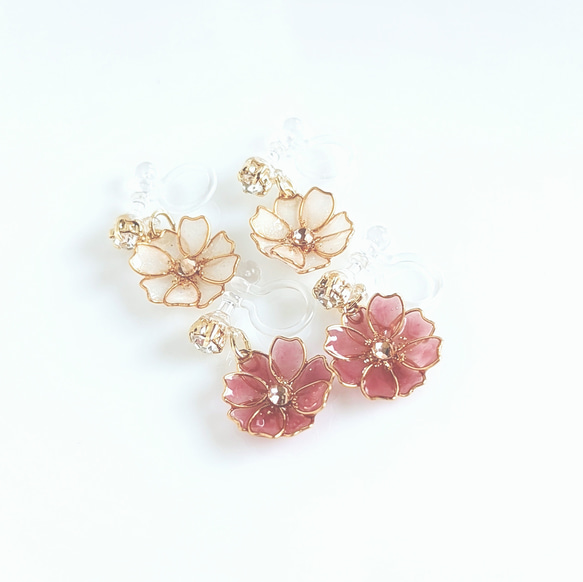 ✿Petit秋桜✿ノンホールピアス 4枚目の画像