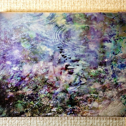 「雨、沁みる」ＦＯサイズ　コンパクト　インテリア　アート　写真　自然　水たまり　雨　青　ブルー　キャンパスプリント　美 3枚目の画像