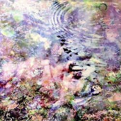 「雨、沁みる」ＦＯサイズ　コンパクト　インテリア　アート　写真　自然　水たまり　雨　青　ブルー　キャンパスプリント　美 2枚目の画像