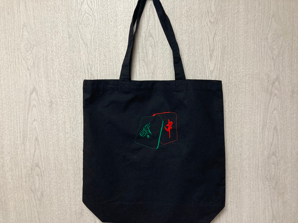 麻雀牌ロゴ刺繍入りトートバッグ トートバッグ さーちゃんの刺繍 通販