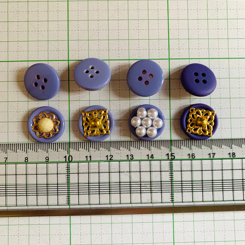 No.1287 パープル系ボタンカボション 4ペアセット ピアス・イヤリング 