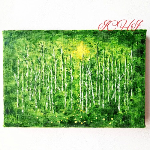 油絵 白樺の森深く 絵画 ICHI 通販 14529469｜Creema(クリーマ)