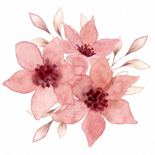 送料無料】A3・A4ポスター【ピンクの花の水彩イラスト】ブーケ/花束