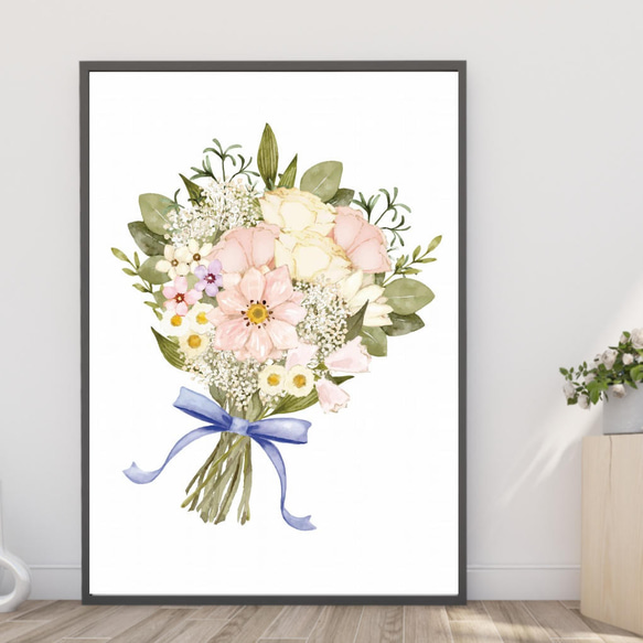 送料無料】A3・A4ポスター【ナチュラルな花のブーケ】/花束