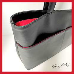 ☆カモフラ迷彩柄レザー×赤レッド裏地のミニトートバッグ!日本製