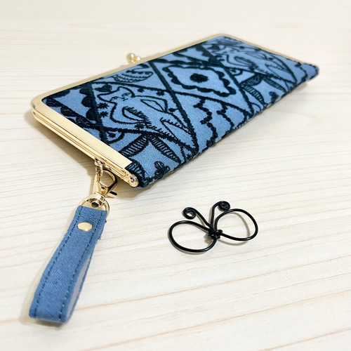 公式の店舗 ☆ミナペルホネン☆symphony blackのがま口財布☆持手付 長財布 財布・ケース・小物入れ