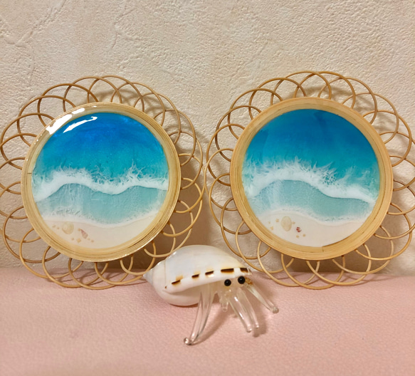【使い勝手の良い】 海レジン コースター 海アート レジンアート 小物置き 置物