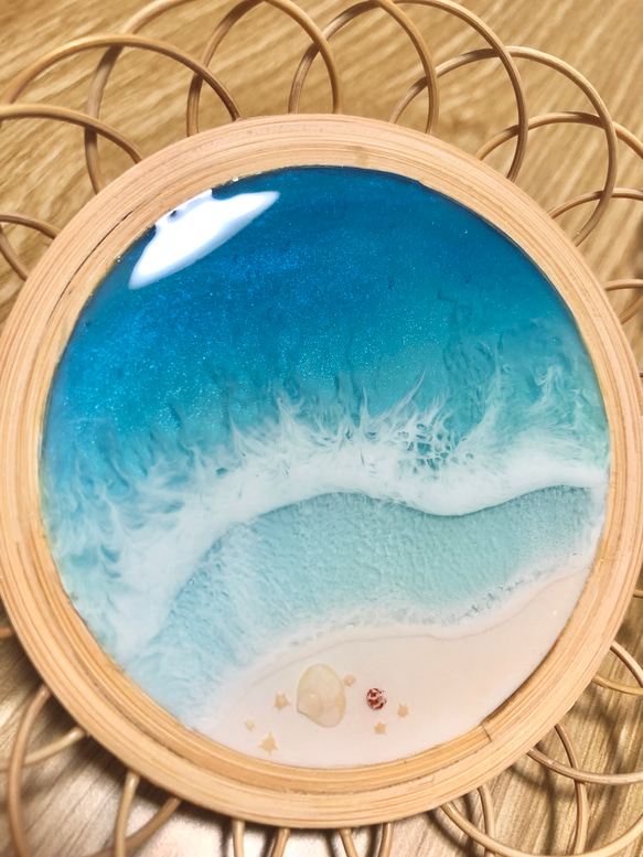 海レジン　コースター　海アート　レジンアート　小物置き　アクセサリートレー　インテリア雑貨　海小物　海雑貨　 4枚目の画像