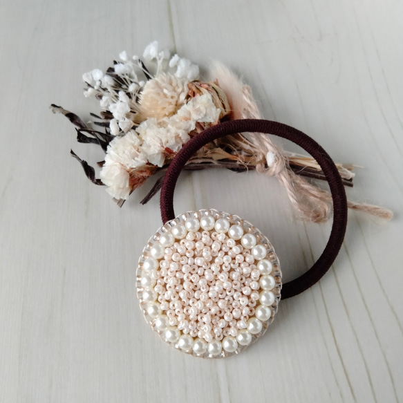 ビーズ刺繍◇ヘアゴム#048クリーム ヘアゴム isoa/イソア 通販