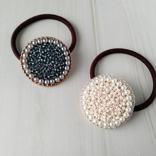 ビーズ刺繍◇ヘアゴム#048クリーム ヘアゴム isoa/イソア 通販