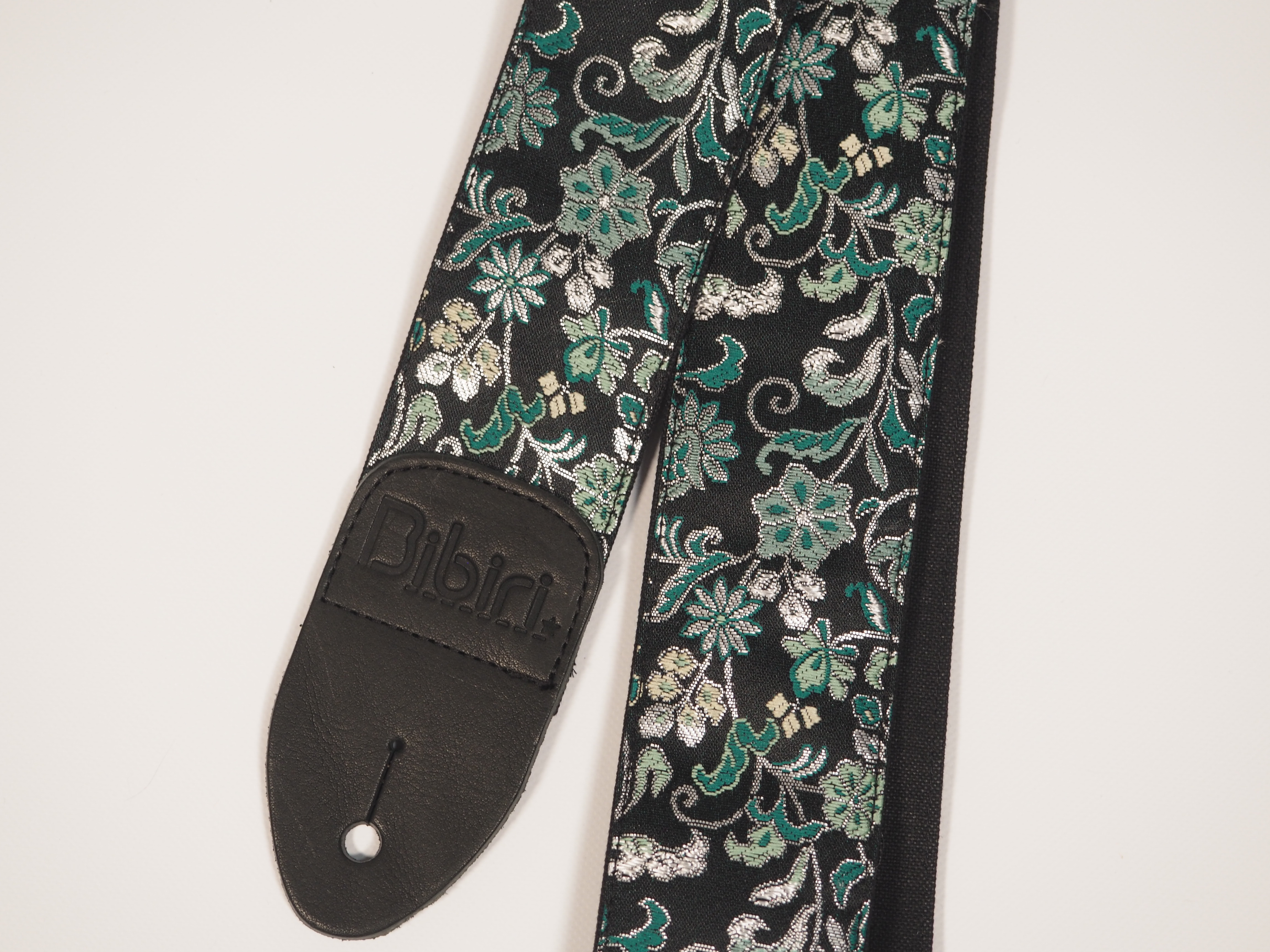 ロココ調　帆布ギターストラップ（緑）京都金襴