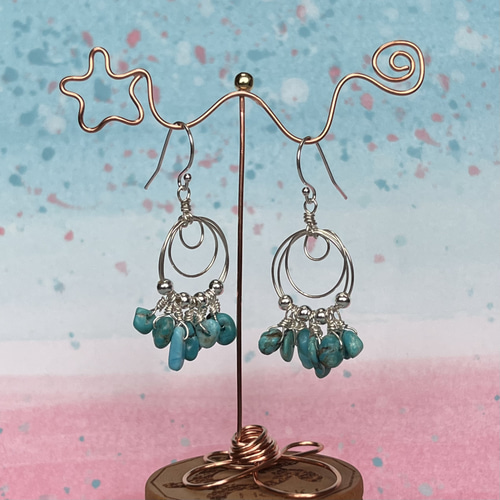 レア♪　ターコイズ☆シルバーフックピアス ターコイズ 小花 フック ピアス シルバー925 | クラウド