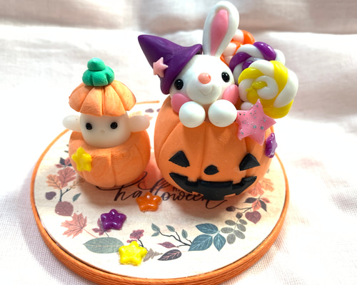 ☆ハロウィン☆猫ちゃん祭り☆粘土作品☆一点物☆壁掛け☆