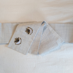 2692半幅帯＆豪華帯留め・根付・レース帯締め 化繊半幅帯 メッシュ 夏