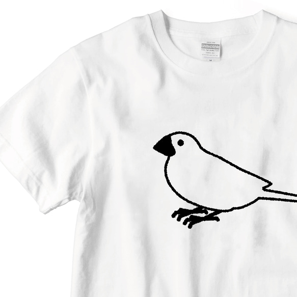 LACICO 文鳥 Tシャツ (ホワイト / ブラック / S～XL) 送料無料 ラッピング無料 バレンタイン インコ 2枚目の画像