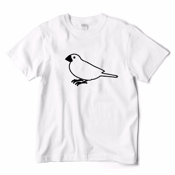 LACICO 文鳥 Tシャツ (ホワイト / ブラック / S～XL) 送料無料 ラッピング無料 バレンタイン インコ 1枚目の画像