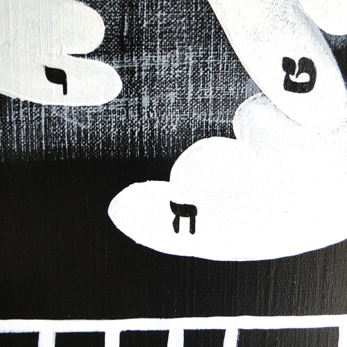 天使のグラフィティアート 原画 絵画 キャンバス画 モノクロ 翼 一点