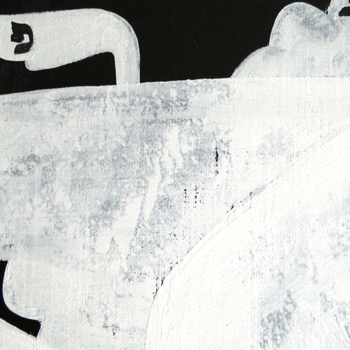 天使のグラフィティアート 原画 絵画 キャンバス画 モノクロ 翼 一点