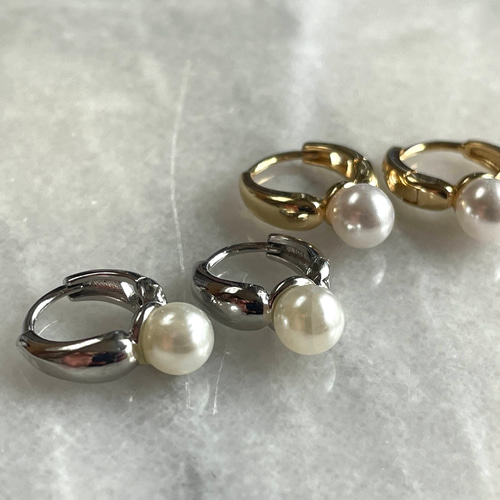 淡水パール キャッチレス フープピアス ピアス（フープ） ジュエリー 