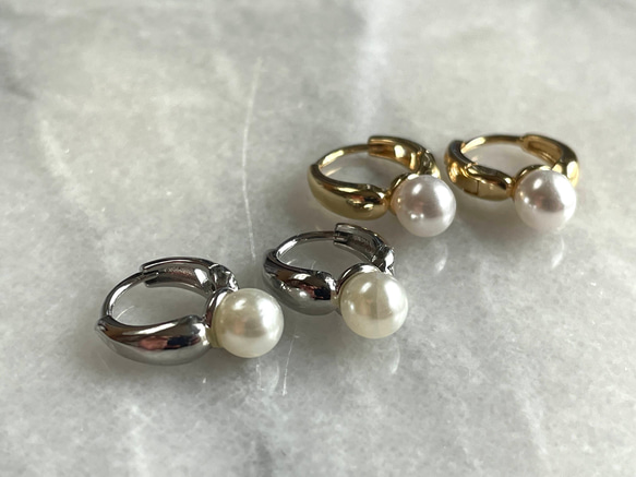 淡水パール キャッチレス フープピアス ピアス（フープ） ジュエリー 