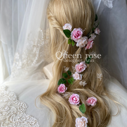 【送料無料】Queen rose Pink &white rose　ヘッドドレス♪ラプンツェルヘアに♡ 5枚目の画像