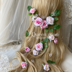 【送料無料】Queen rose Pink &white rose　ヘッドドレス♪ラプンツェルヘアに♡ 7枚目の画像
