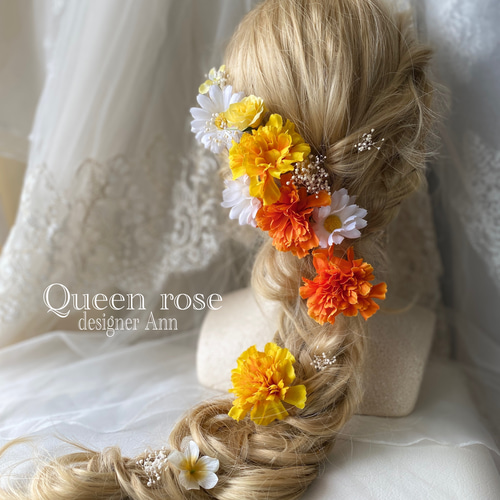 送料無料】Queen rose マリーゴールド ブーケ&ヘッドドレス 送料無料】Queen rose マリーゴールド ブーケ&ヘッドドレス