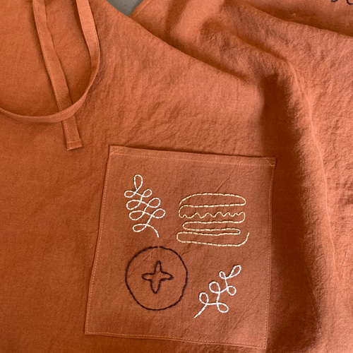 オリジナル刺繍エプロン「パンに恋して」レンガ エプロン lofty 通販