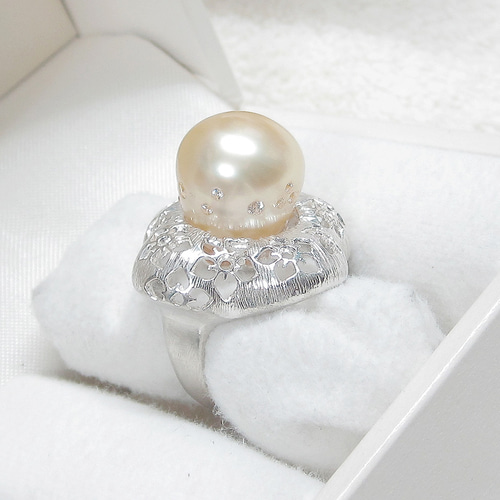 17.59ct、13mm南洋真珠とSV925の指輪（リングサイズ：9号、ロジウム